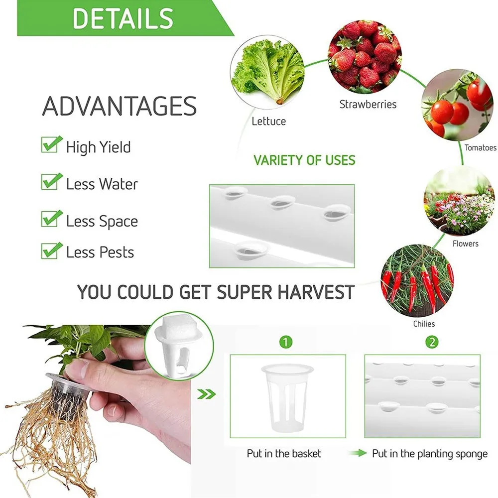 108 Plant Sites Hydroponic Grow Tool Kit | Vegetable Garden Hydroponic Grow System | With Wheels
