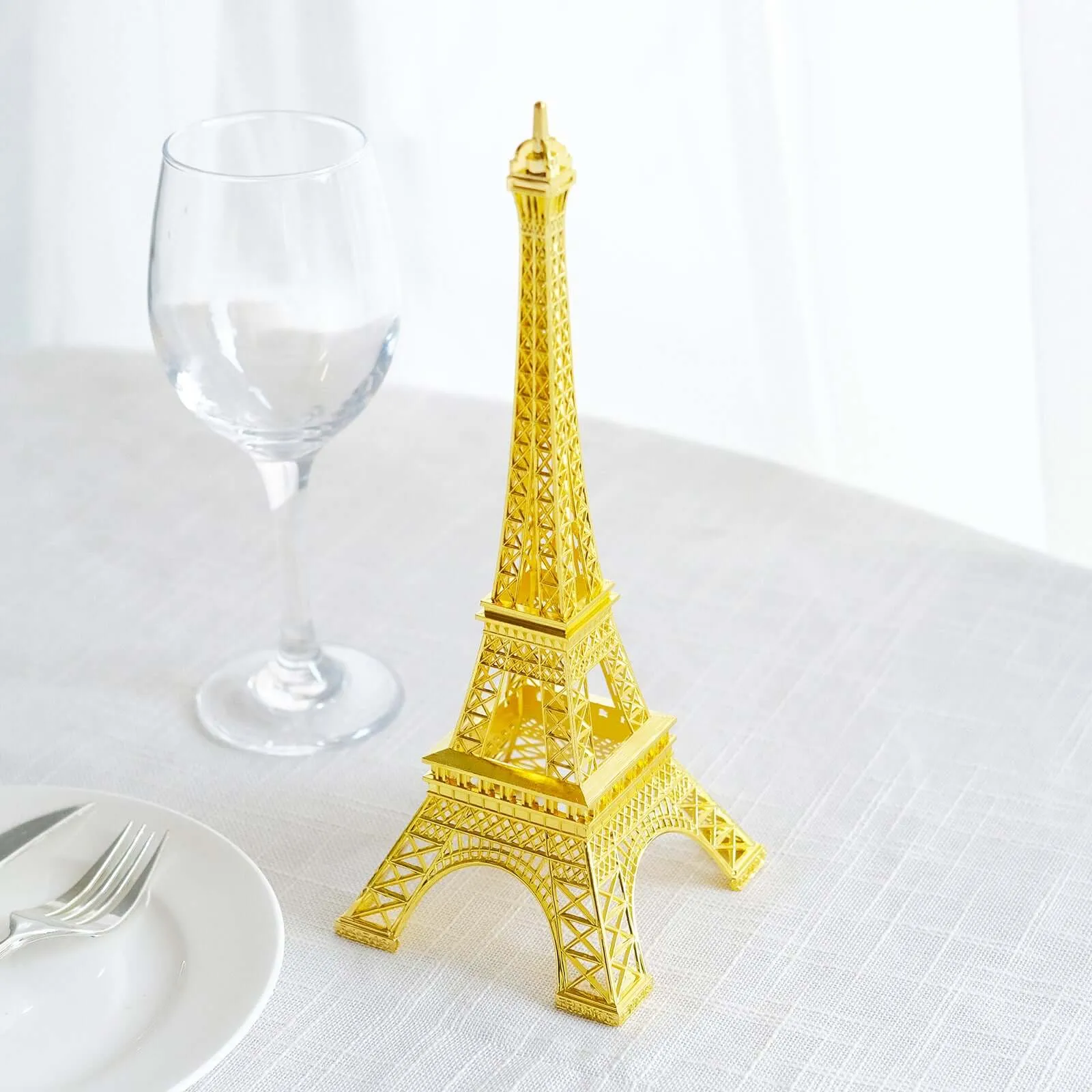 10" Gold Metal Eiffel Tower Table Centerpiece, Decorative Cake Topper