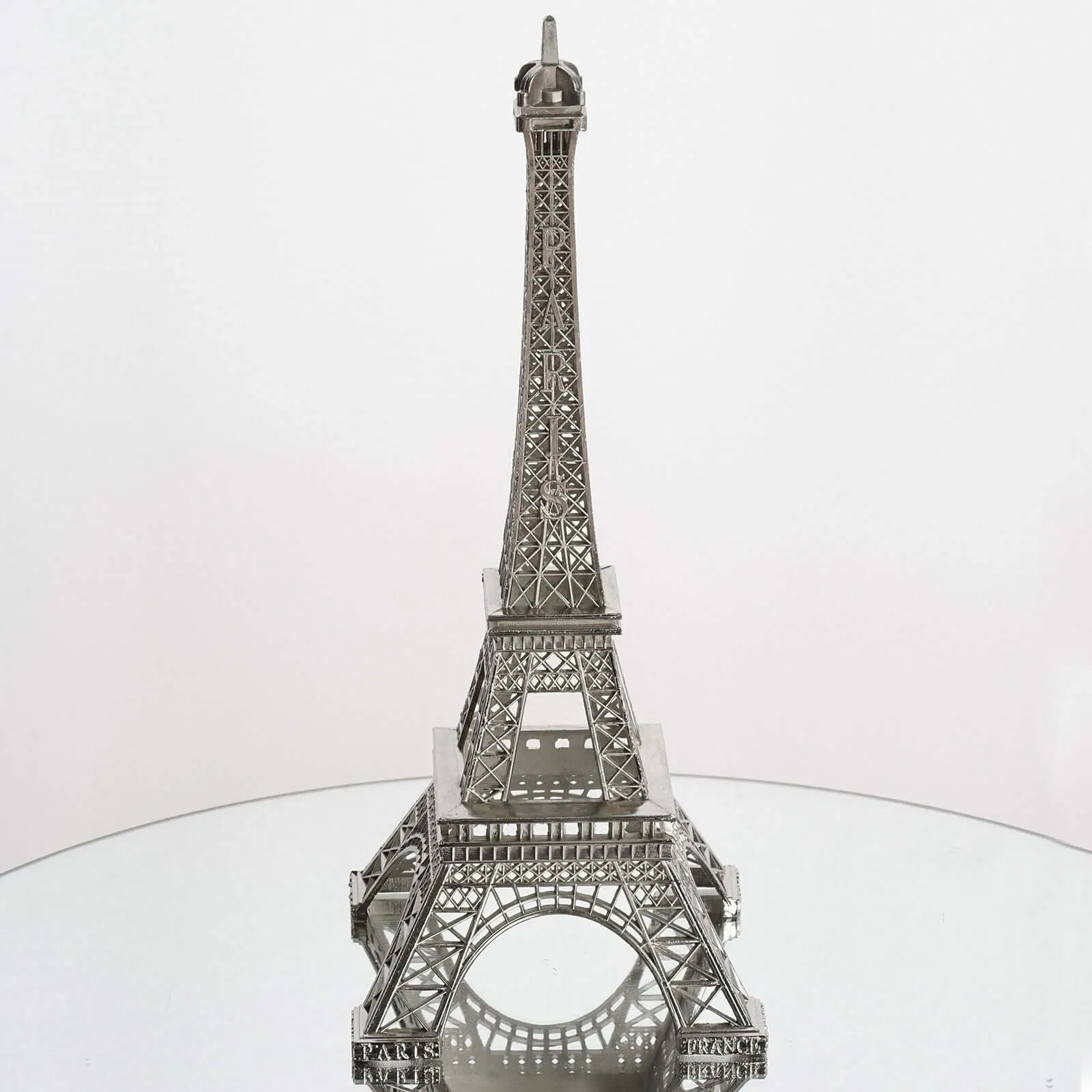 10" Silver Metal Eiffel Tower Table Centerpiece, Decorative Cake Topper