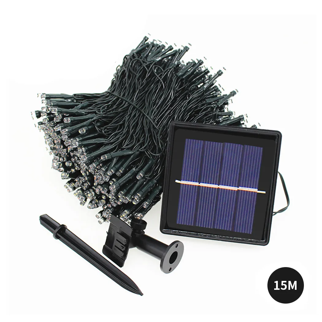 15M 100LED String Solar Powered Fairy Lights Garden Christmas Decor Multi Colour
