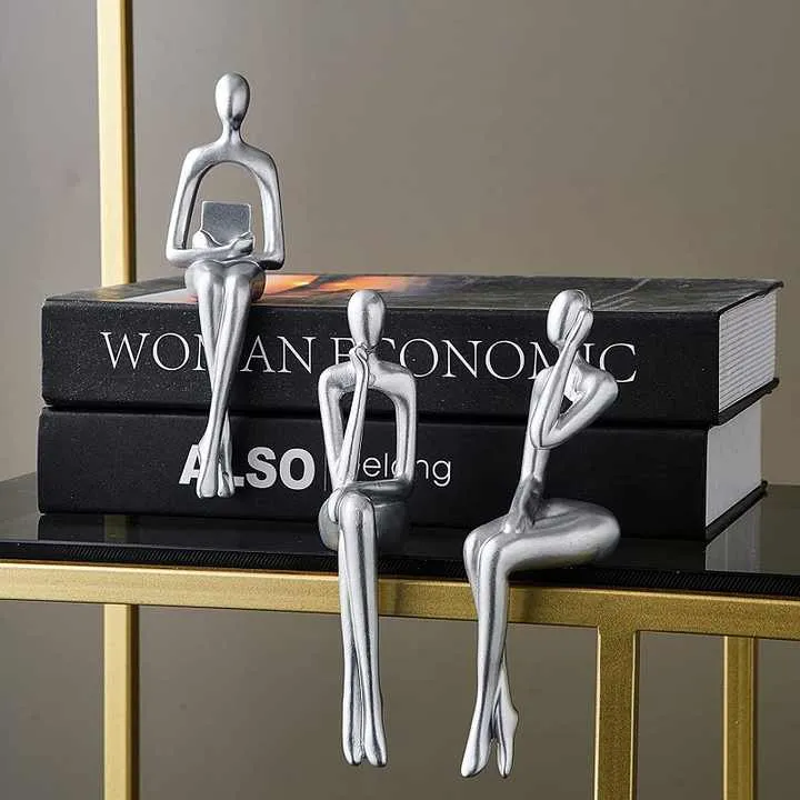 3 قطعة الحديثة ديكور الجلوس المفكر تمثال مجردة . 3 Piece Modern Decor Sitting Thinker Abstract Statue