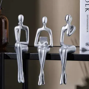 3 قطعة الحديثة ديكور الجلوس المفكر تمثال مجردة . 3 Piece Modern Decor Sitting Thinker Abstract Statue
