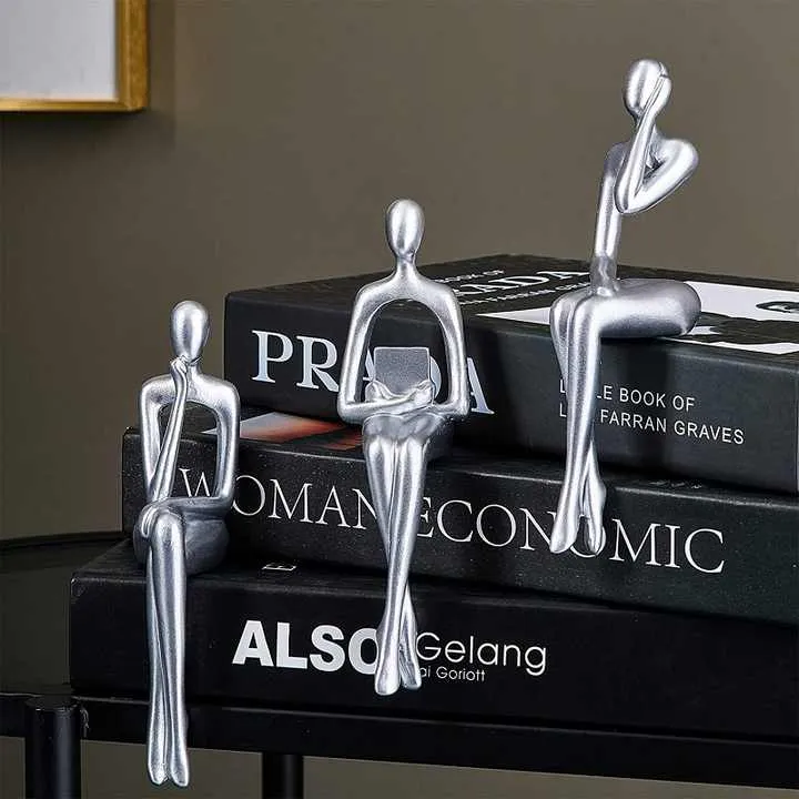 3 قطعة الحديثة ديكور الجلوس المفكر تمثال مجردة . 3 Piece Modern Decor Sitting Thinker Abstract Statue