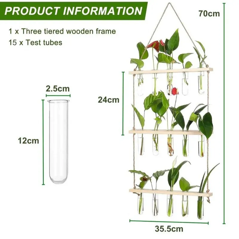 3 Tier Wall Hanging With 15 Test Tube Planters