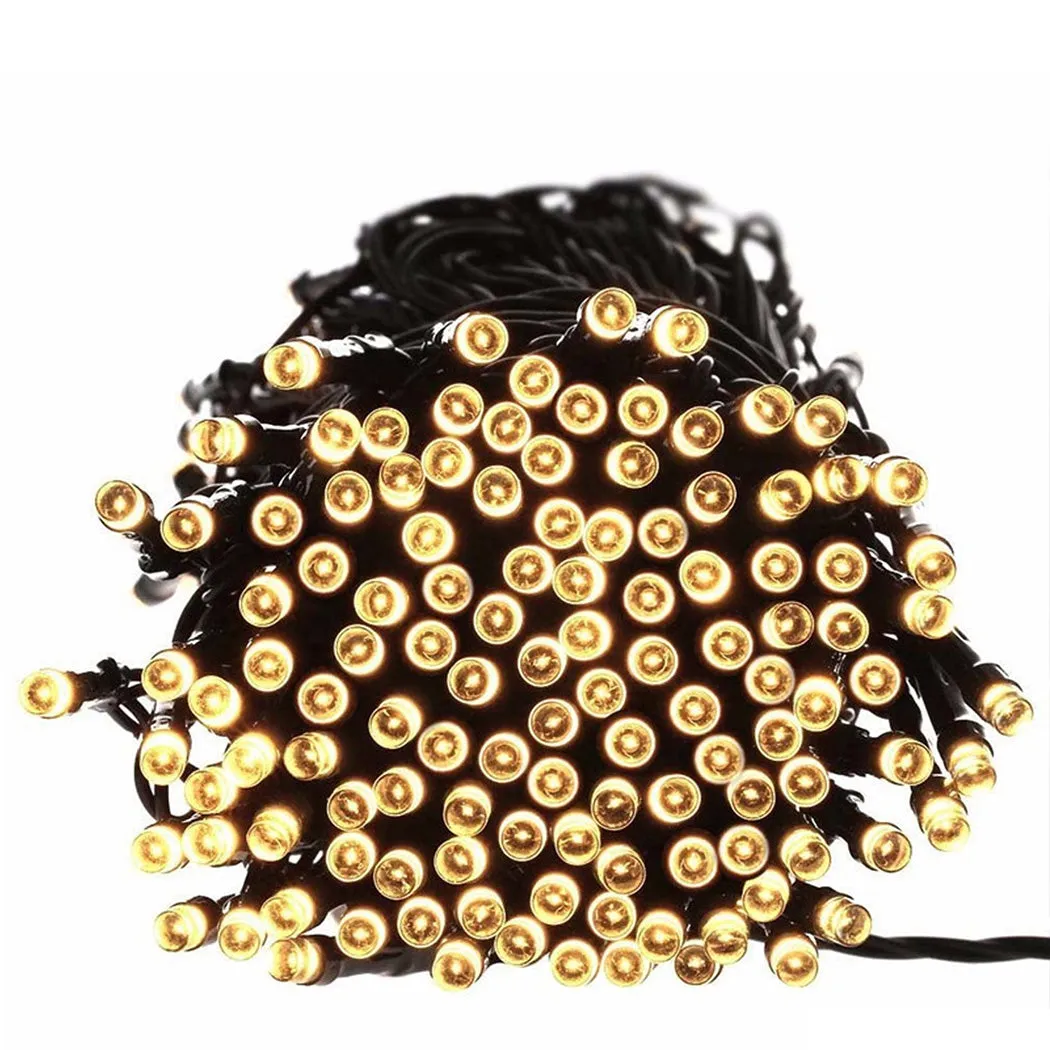 30M 300 LED Bulbs String Solar Powered Fairy Lights Garden Christmas Decor 8 Modes - Warm White
