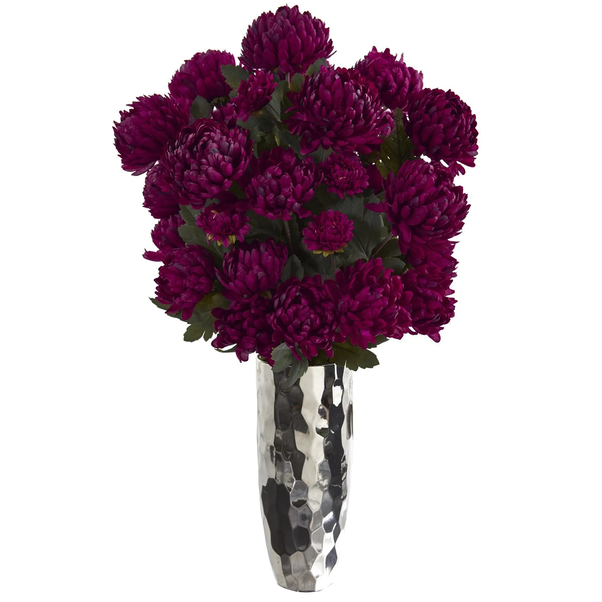31” Mum Artificial Arrangement in Silver Vase