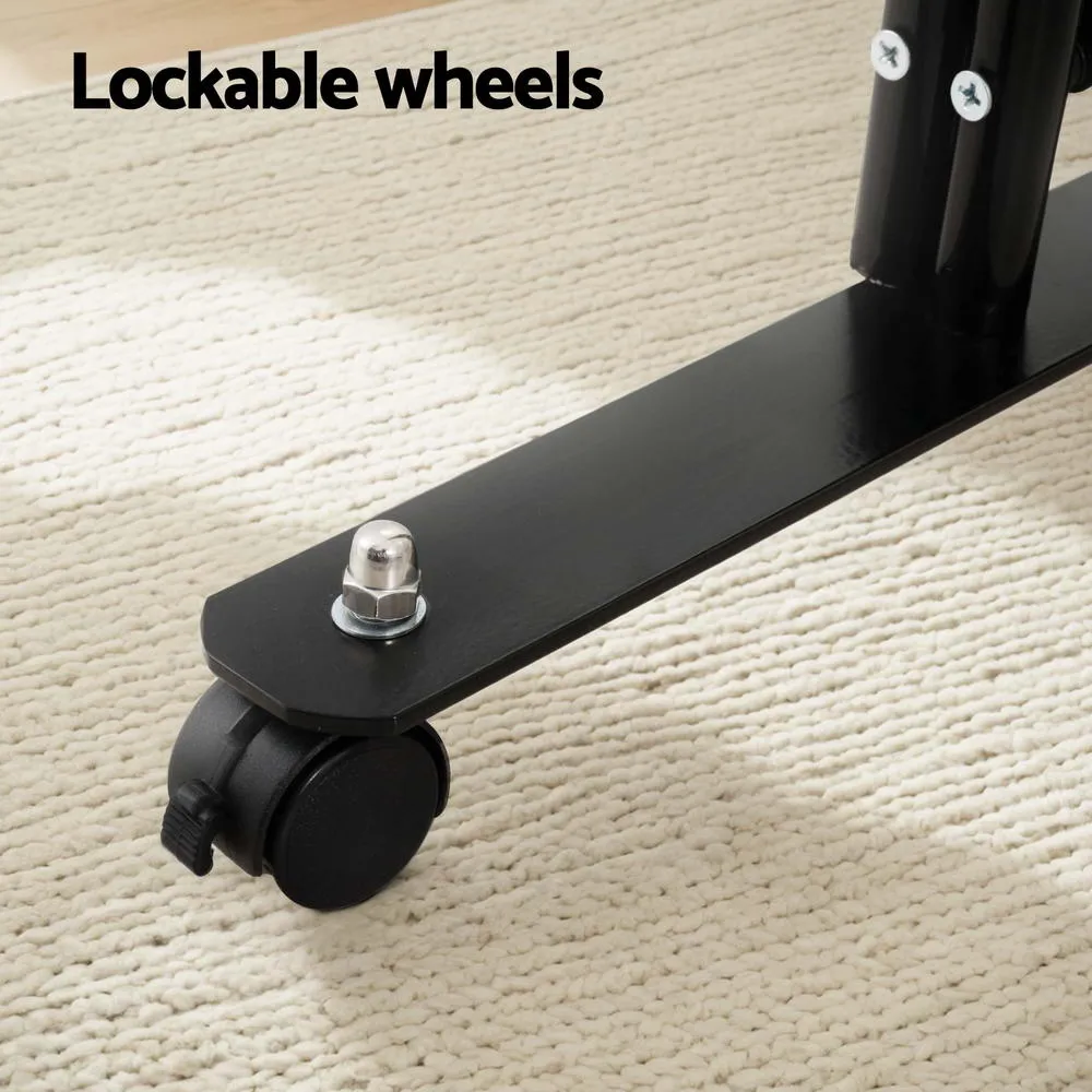 4 Panel Room Divider Screen 217cm Wheel Fabric - Black