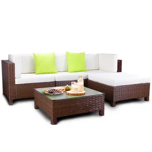 5pc Outdoor Furniture Setting | LONDON RATTAN Wicker Sofa