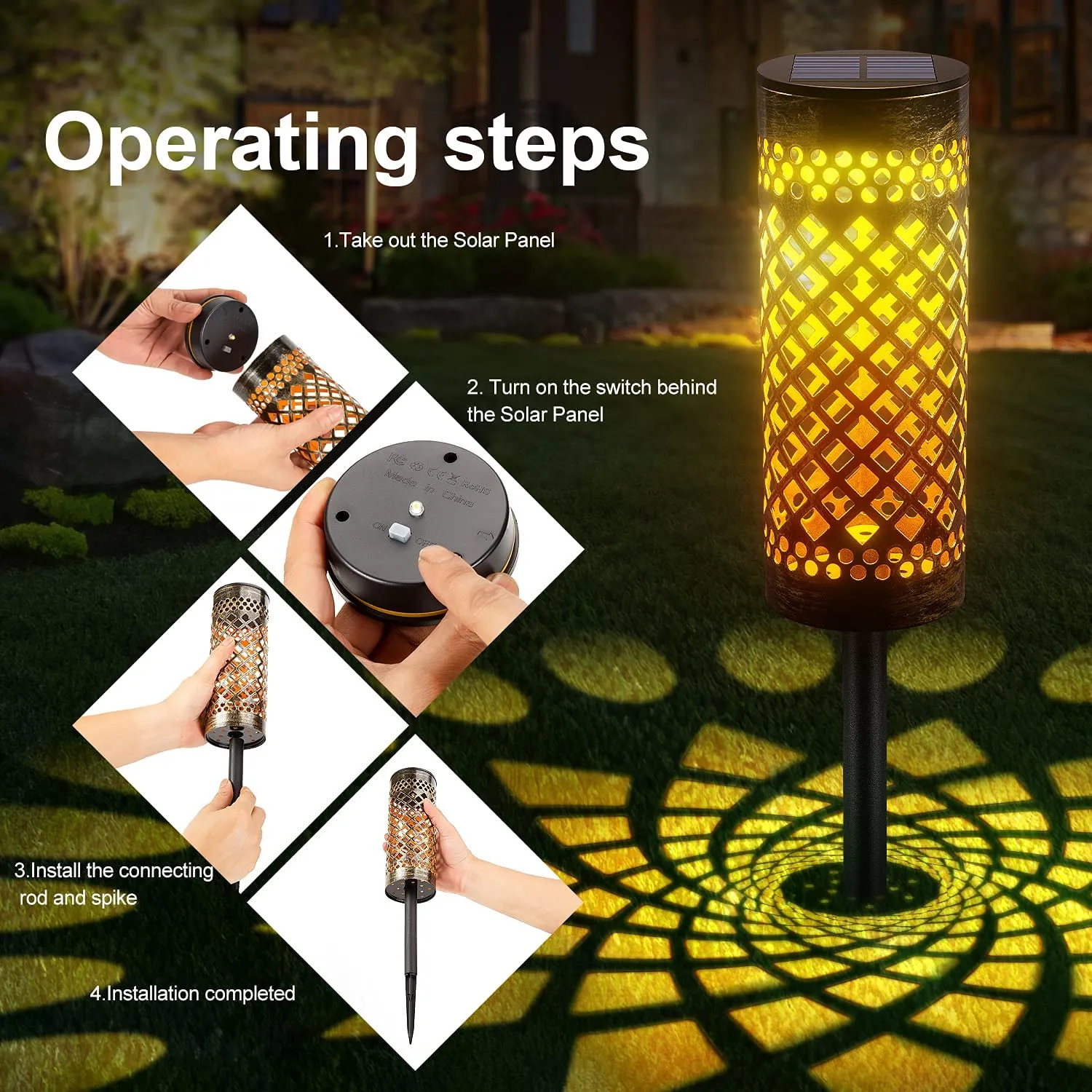 6 Pack Solar Pathway Lights Outdoor