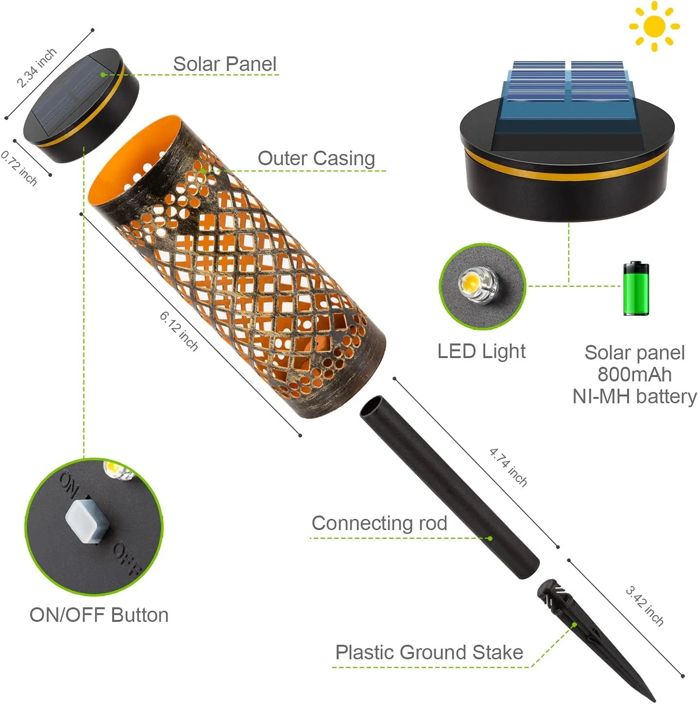 6 Pack Solar Pathway Lights Outdoor