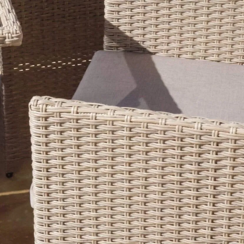 8 Seater Rattan Cube Outdoor Dining Set -  Natural Brown Weave Polywood Top