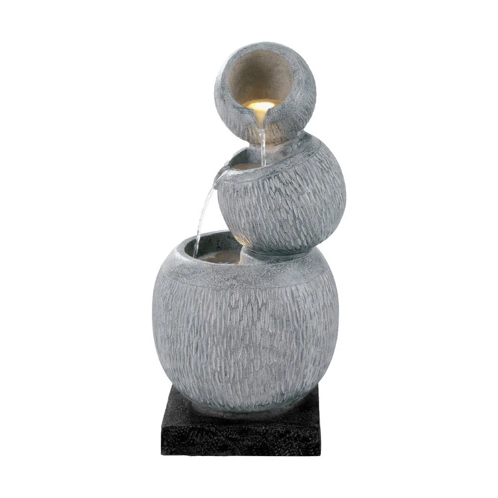 80CM Grey Solar Bird Bath Fountain LED Light, Gardeon