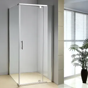 8mm Tempered Glass Shower Screen Pivot Door, Reversible Panels, Chrome - Della Francesca