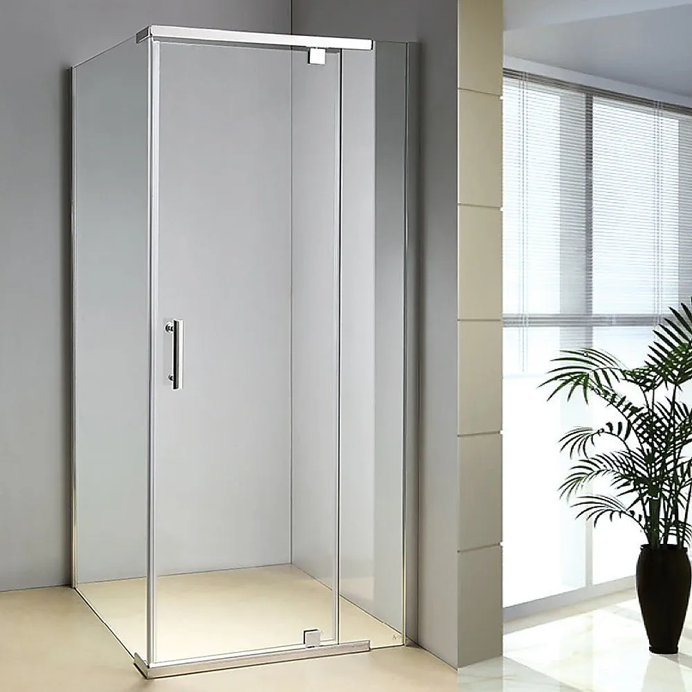 8mm Tempered Glass Shower Screen Pivot Door, Reversible Panels, Chrome - Della Francesca
