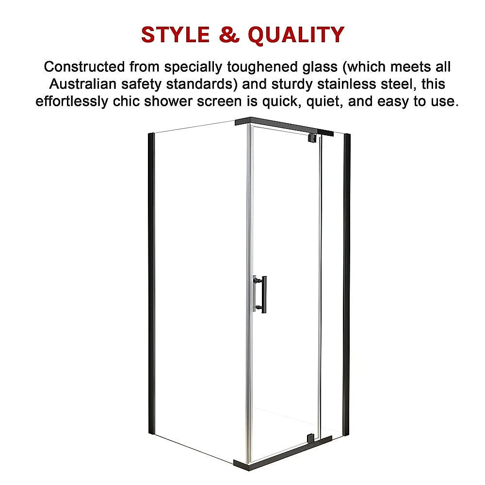 900x900mm Black Framed Safety Glass Shower Screen by Della Francesca