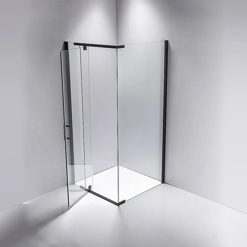 900x900mm Black Framed Safety Glass Shower Screen by Della Francesca