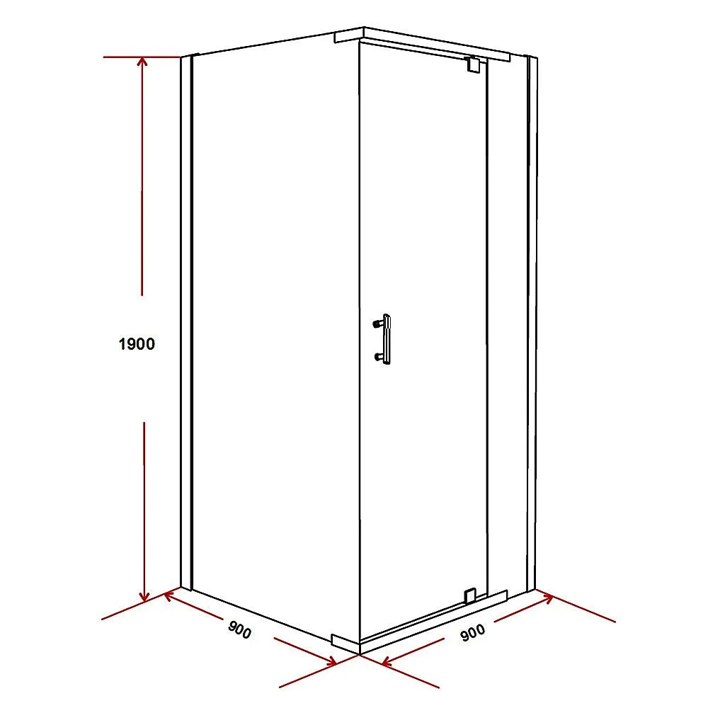900x900mm Black Framed Safety Glass Shower Screen by Della Francesca