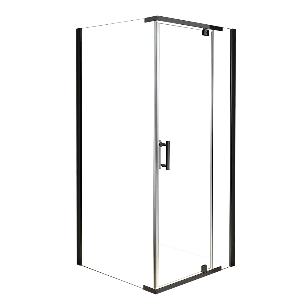 900x900mm Black Framed Safety Glass Shower Screen by Della Francesca