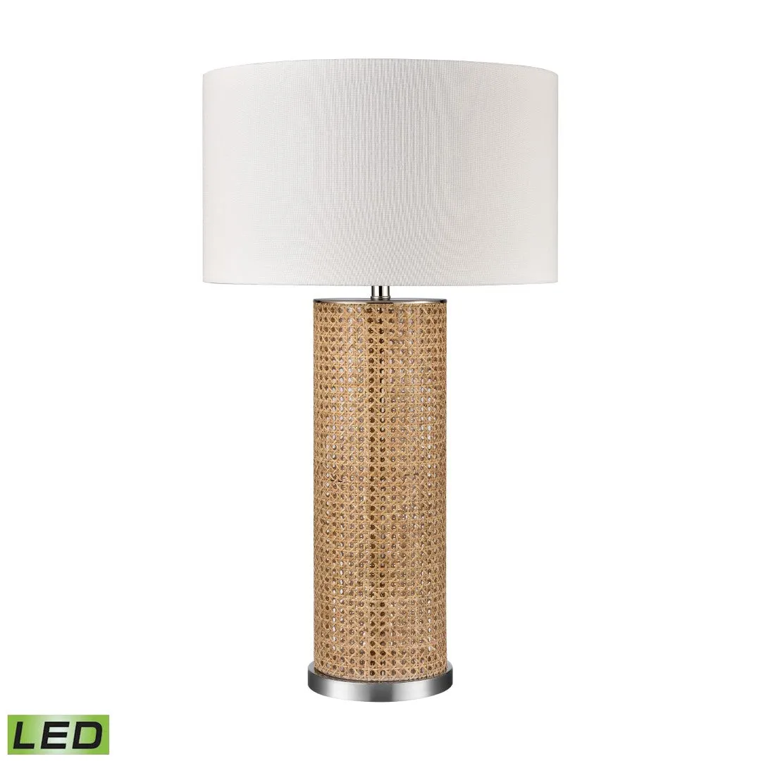 Addison 35" High Transitional Table Lamp with Natural Rattan, LED Bulb, and Sleek Nickel Base