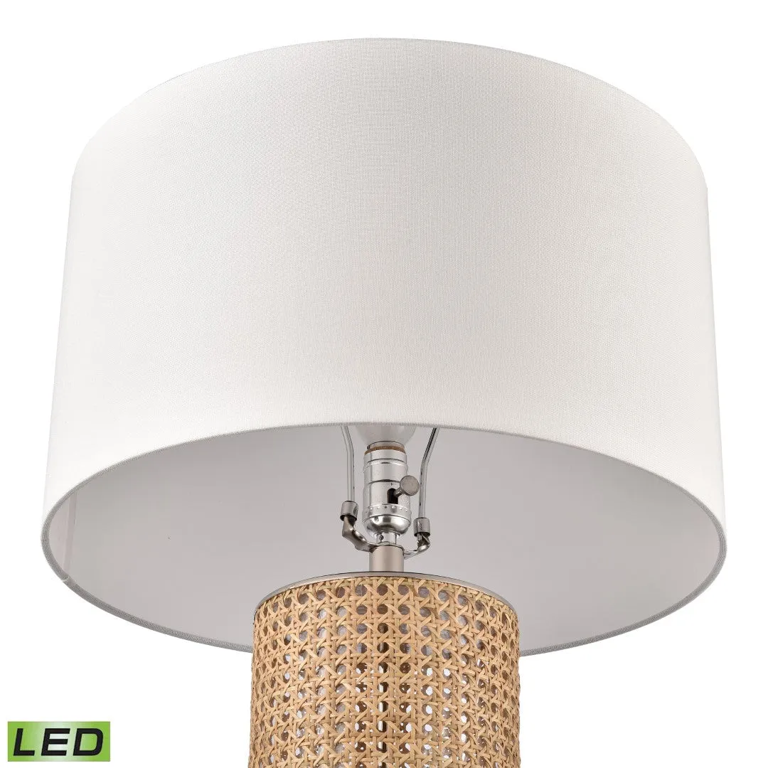 Addison 35" High Transitional Table Lamp with Natural Rattan, LED Bulb, and Sleek Nickel Base