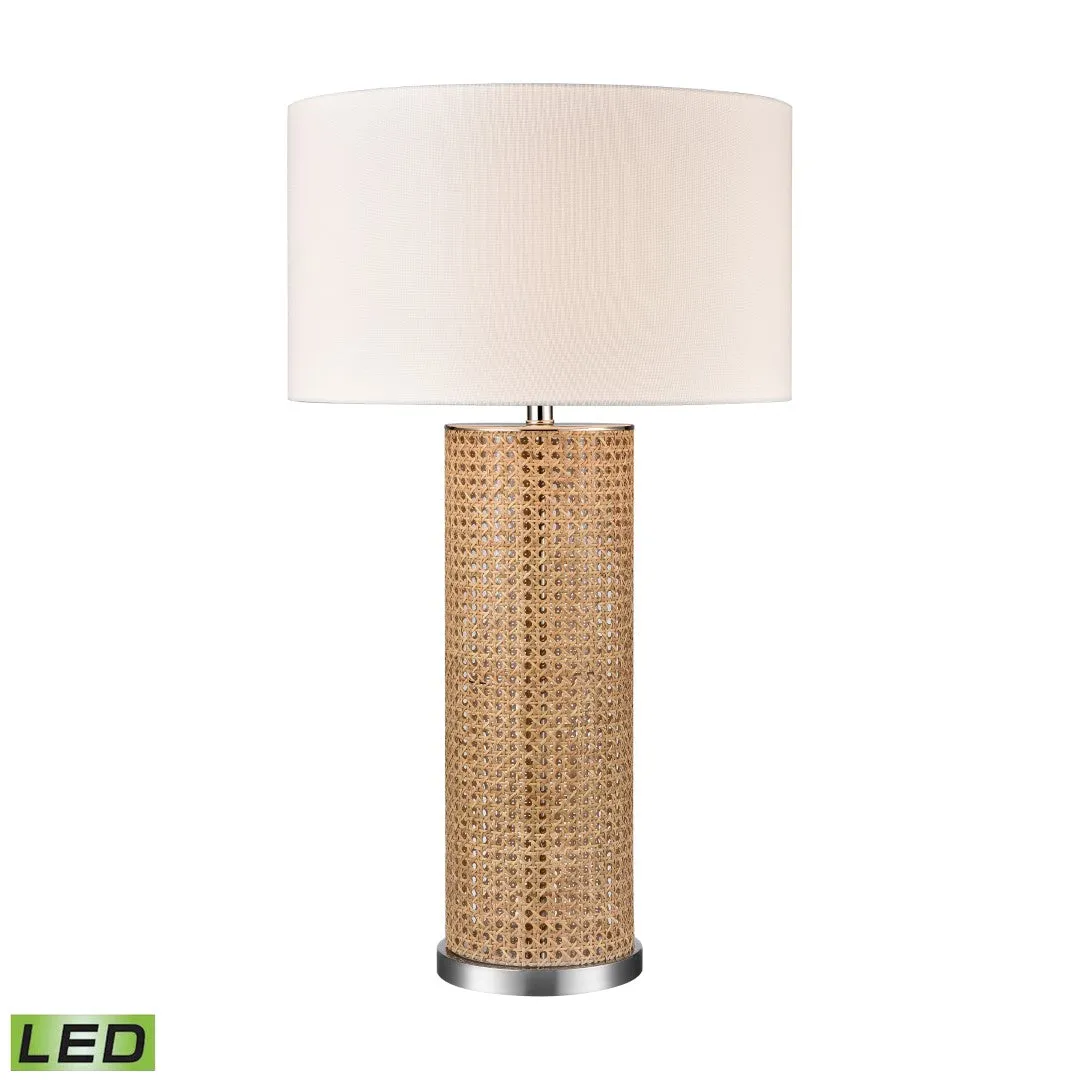 Addison 35" High Transitional Table Lamp with Natural Rattan, LED Bulb, and Sleek Nickel Base
