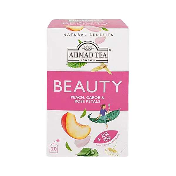 AHMAD TEA BEAUTY PEACH CAROB & ROSE PETALS 20PCS