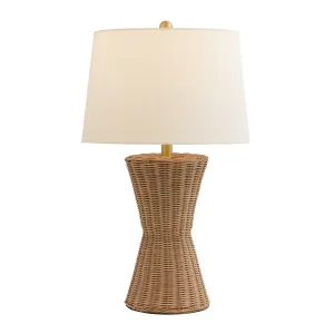 Aitana, 26-Inch Natural Rattan Table Lamp with White Cotton Shade - Elegant Home Lighting Décor