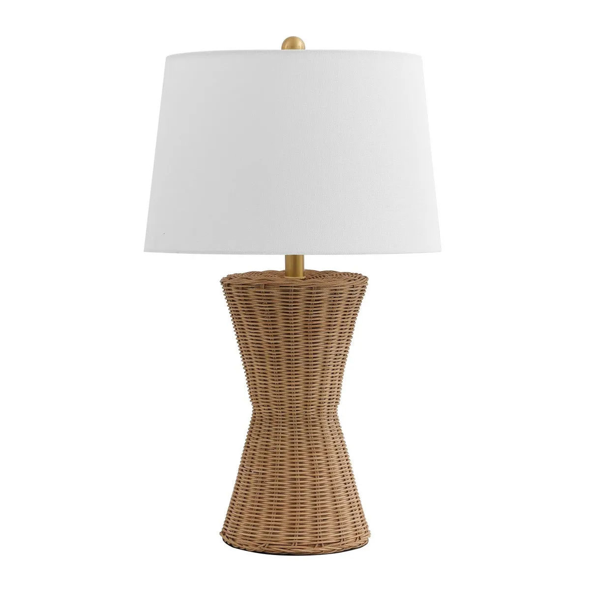 Aitana, 26-Inch Natural Rattan Table Lamp with White Cotton Shade - Elegant Home Lighting Décor
