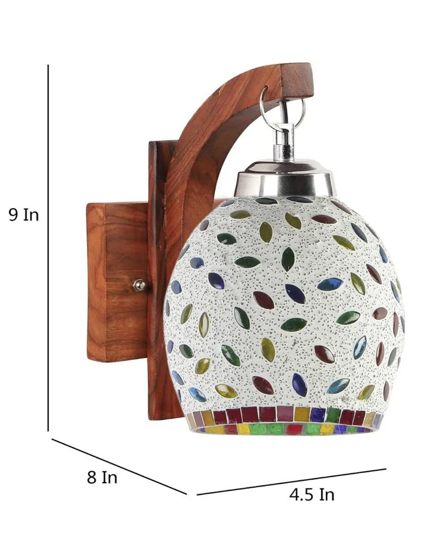 Apex Mosaic Glass Wooden Wall Lamp | 5 x 8 x 9 inches