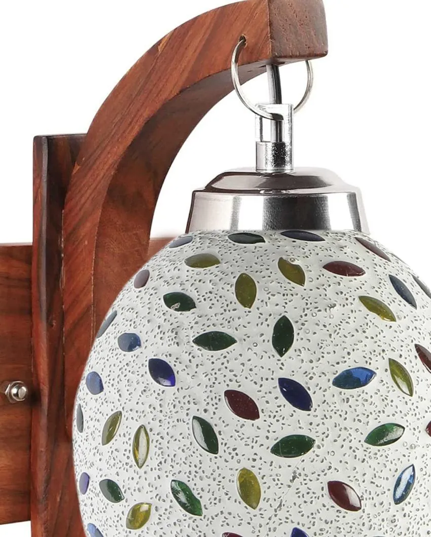 Apex Mosaic Glass Wooden Wall Lamp | 5 x 8 x 9 inches