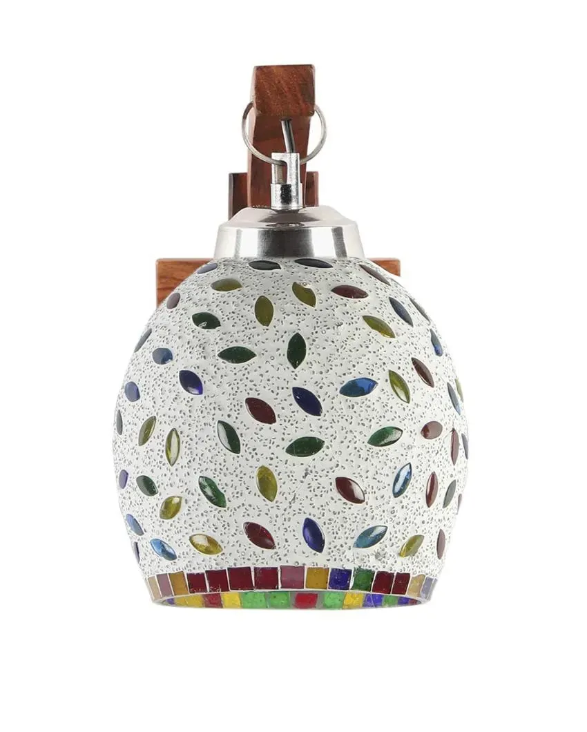 Apex Mosaic Glass Wooden Wall Lamp | 5 x 8 x 9 inches