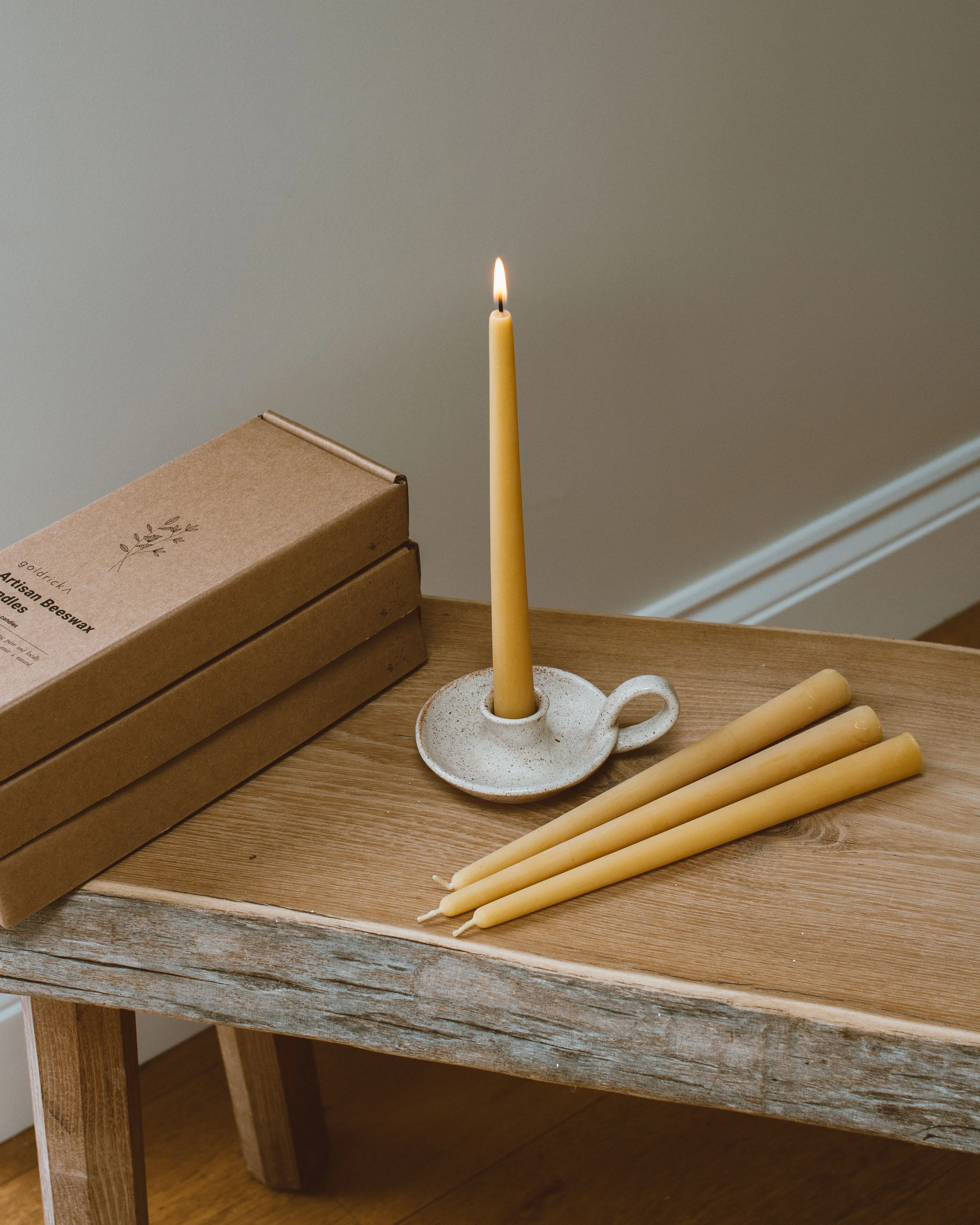 Artisan Beeswax Dinner Candles | Set of 4 | Wholesale