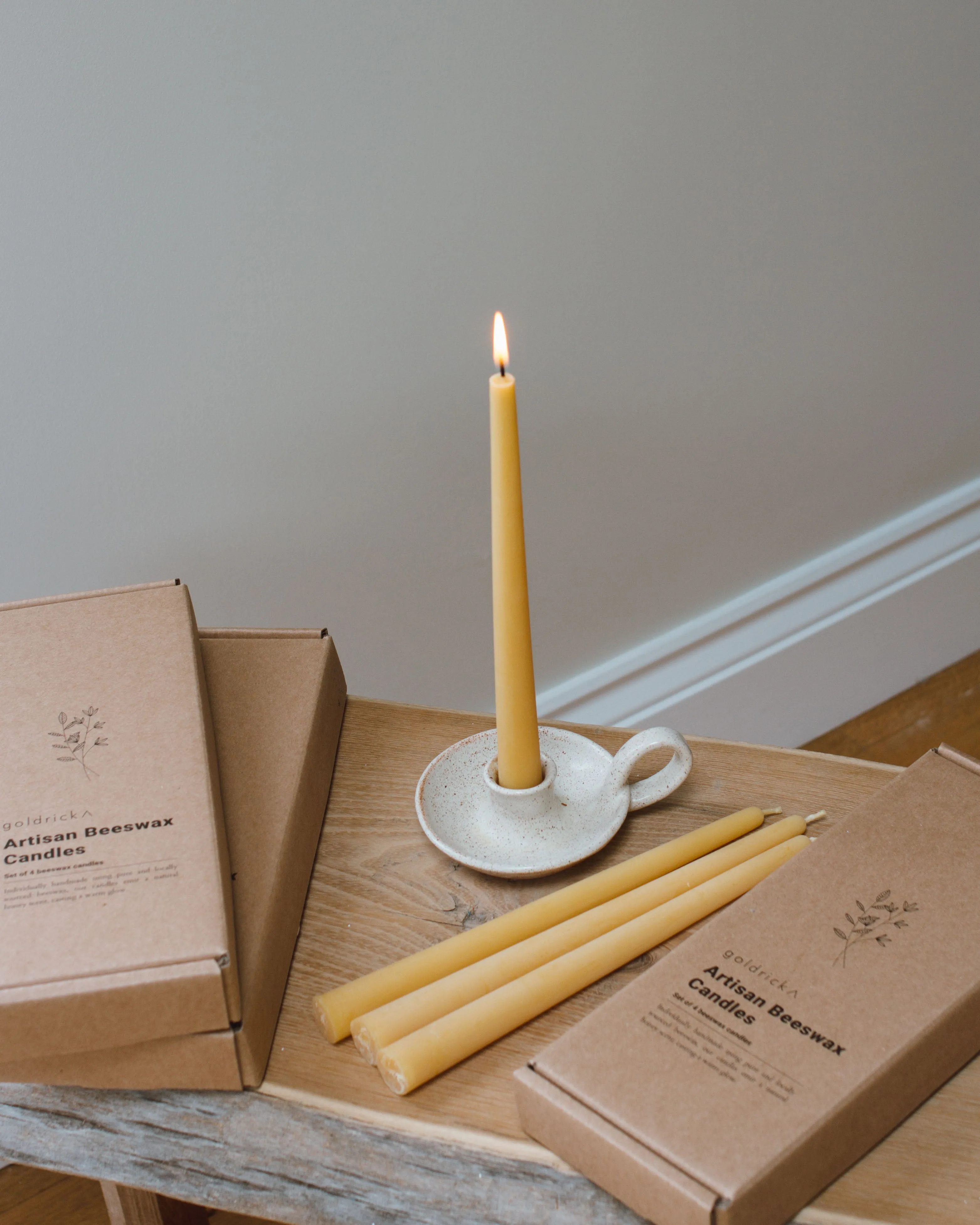 Artisan Beeswax Dinner Candles | Set of 4 | Wholesale