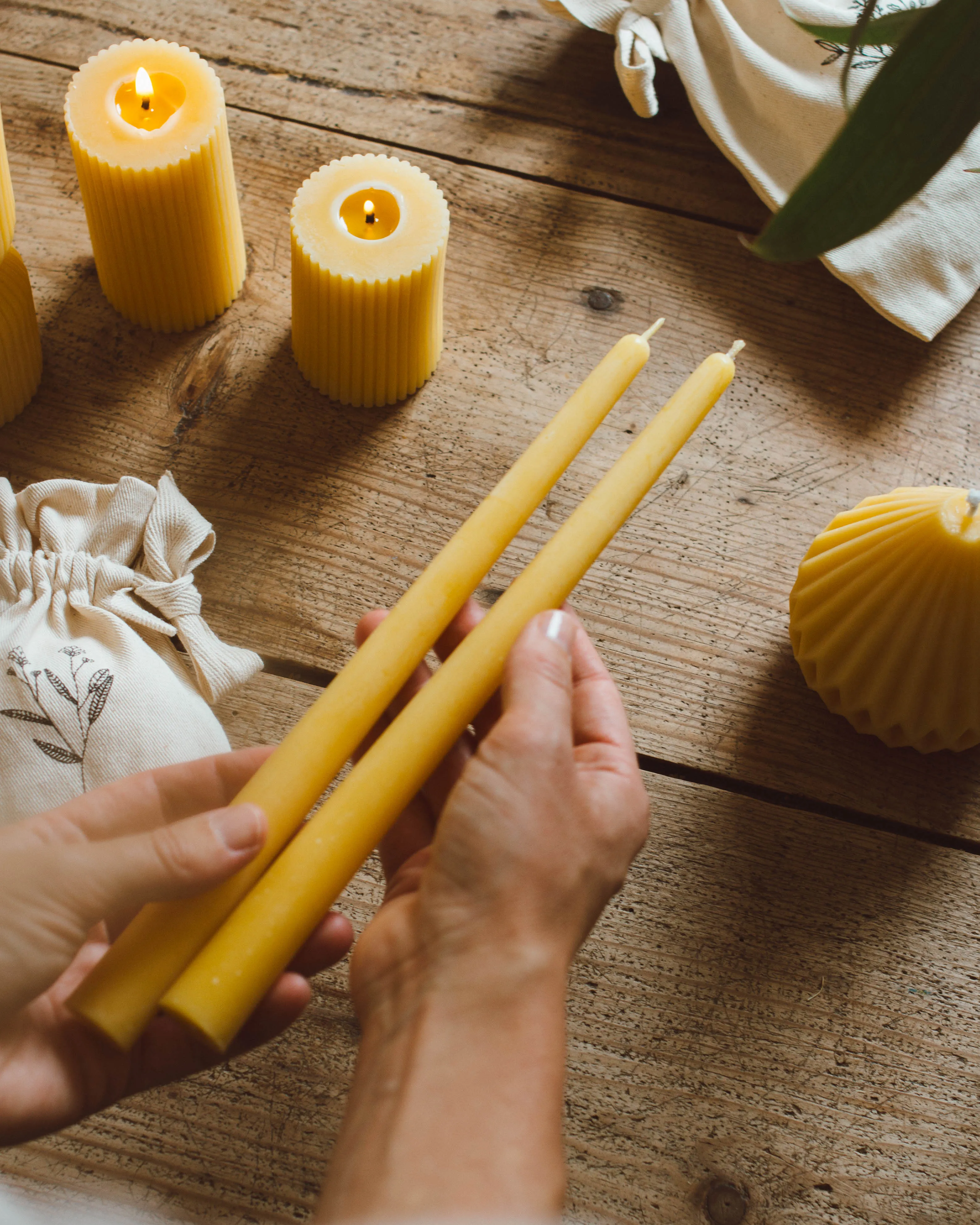 Artisan Beeswax Dinner Candles | Set of 4 | Wholesale