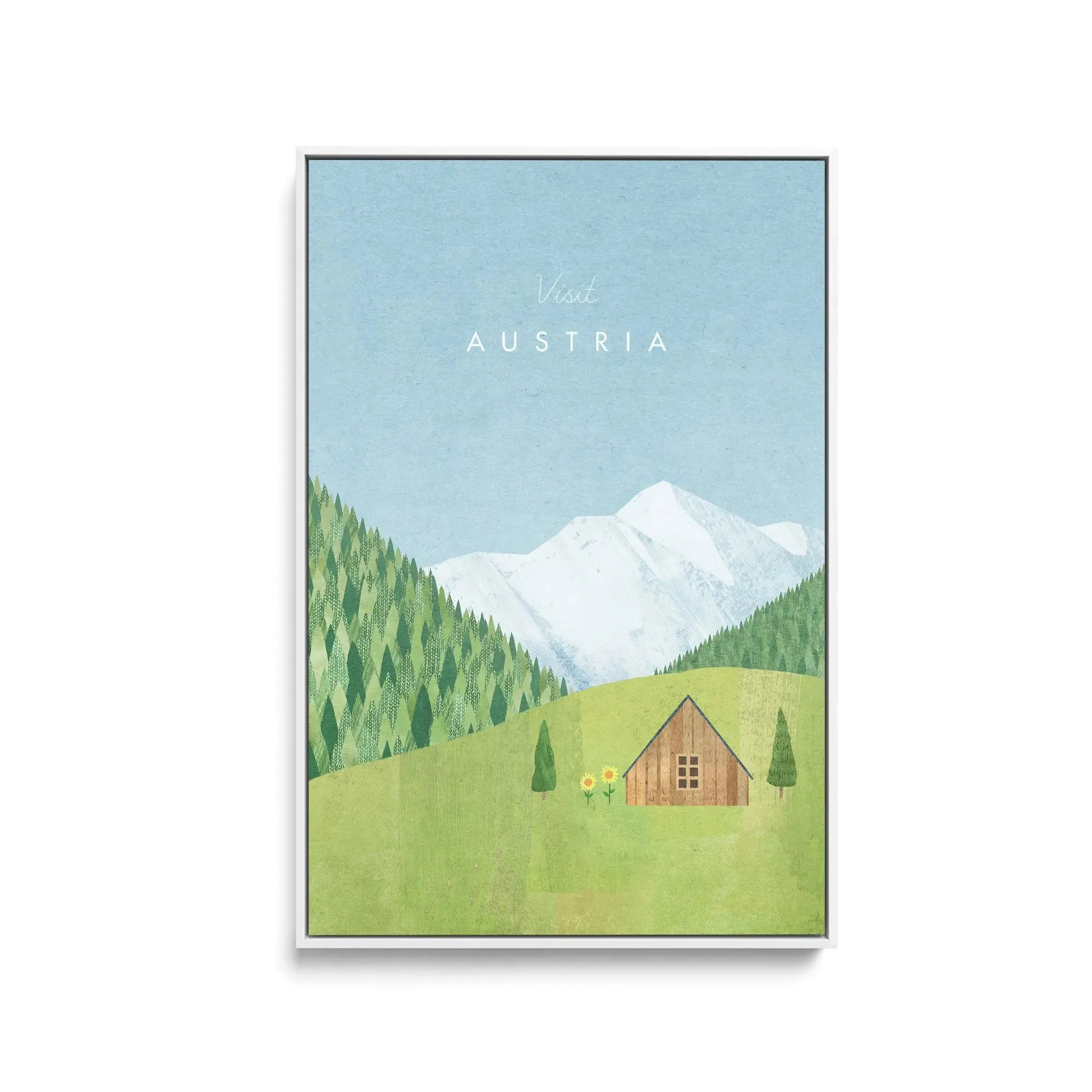 Austria by Henry Rivers - Stretched Canvas Print or Framed Fine Art Print - Artwork- Vintage Inspired Travel Poster