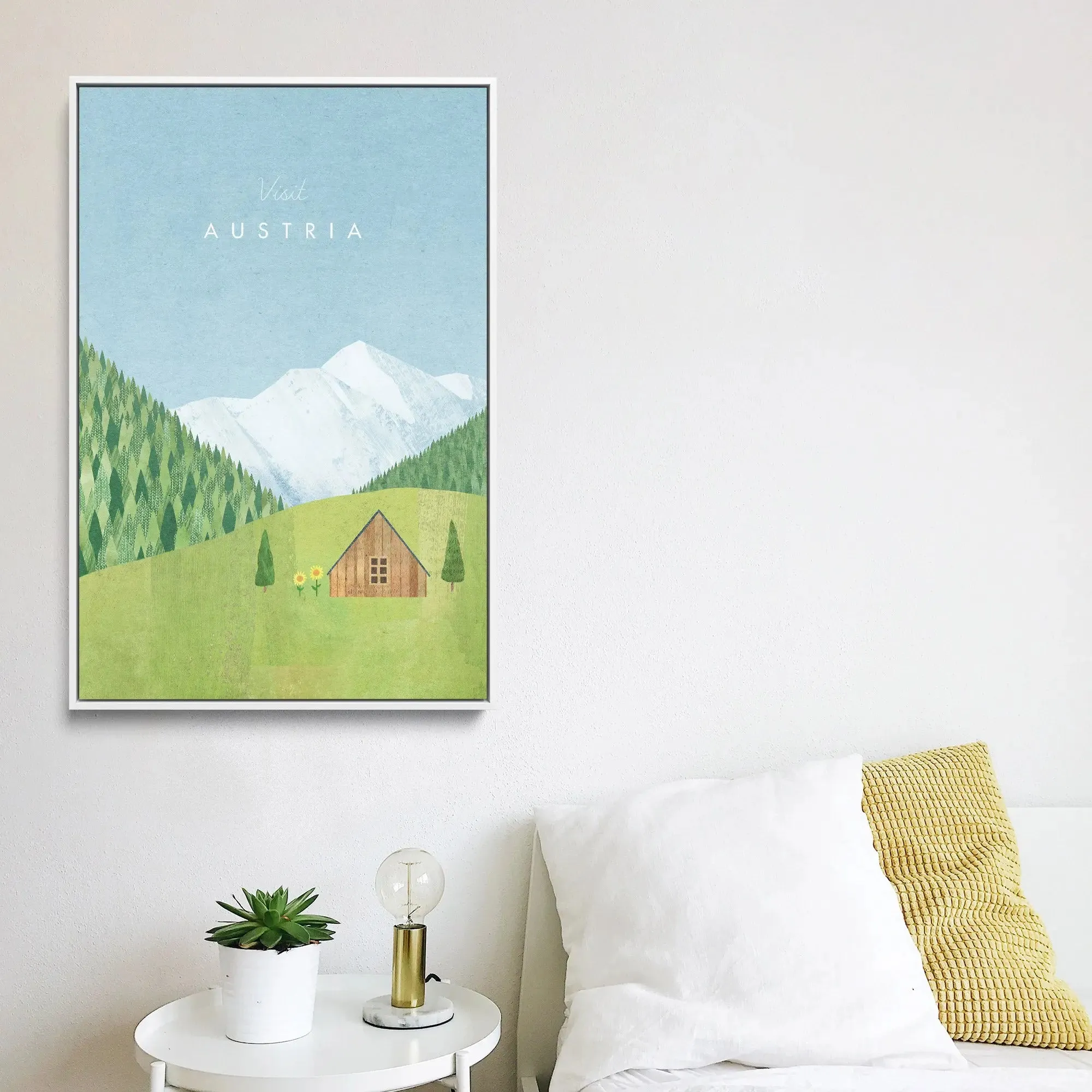 Austria by Henry Rivers - Stretched Canvas Print or Framed Fine Art Print - Artwork- Vintage Inspired Travel Poster