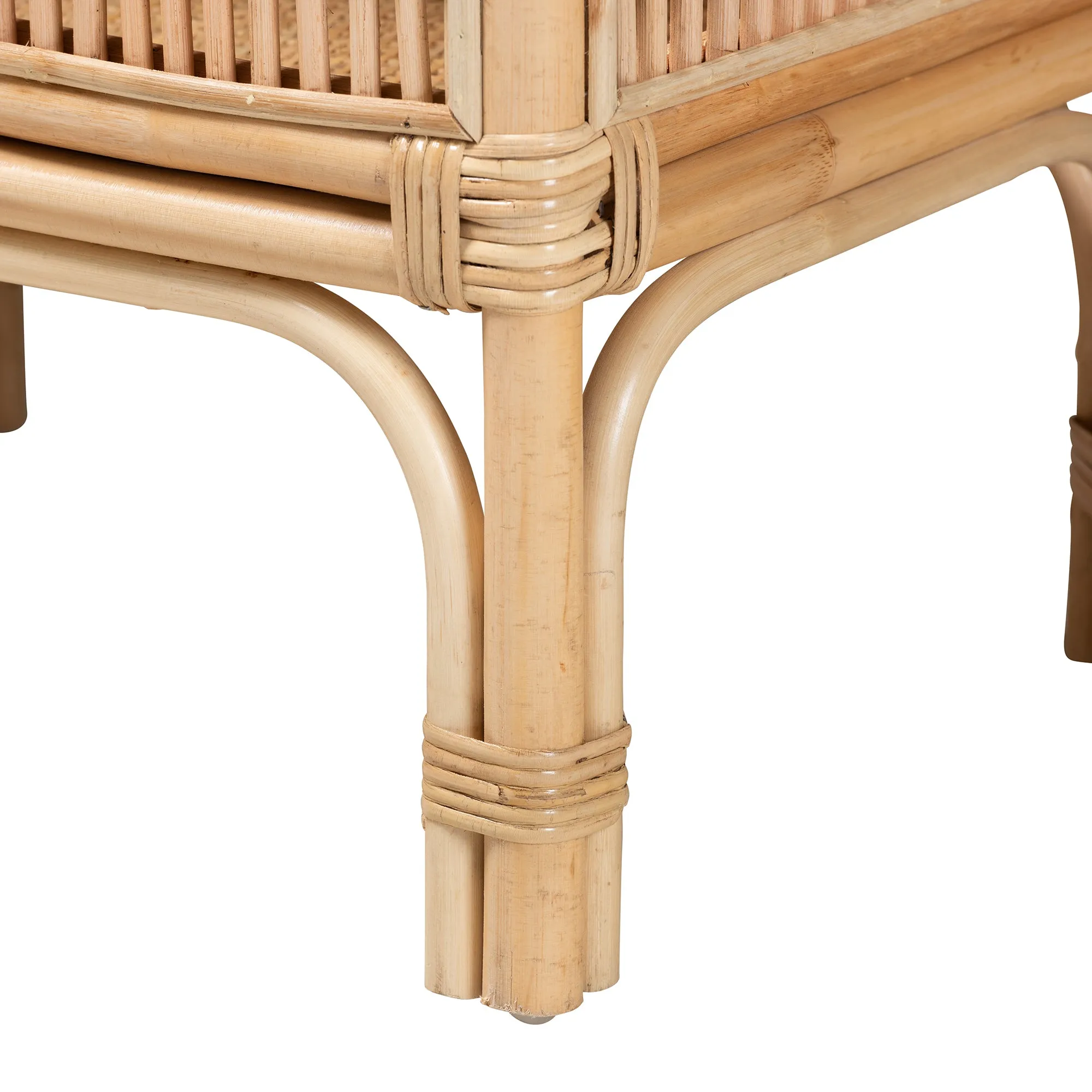 Baxton Studio bali & pari Lombok Modern Bohemian Natural Brown Rattan Console Table