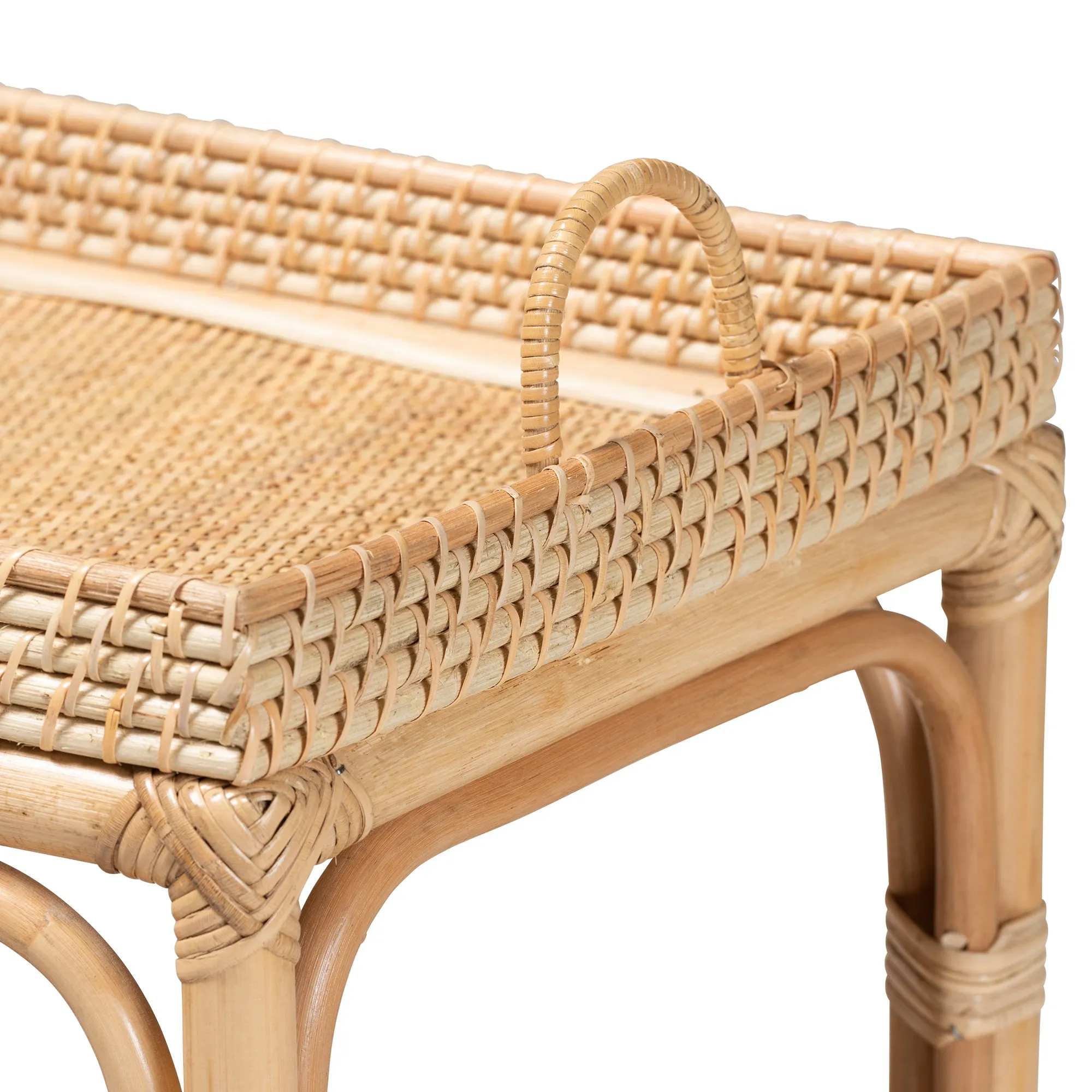 Baxton Studio bali & pari Lombok Modern Bohemian Natural Brown Rattan Console Table