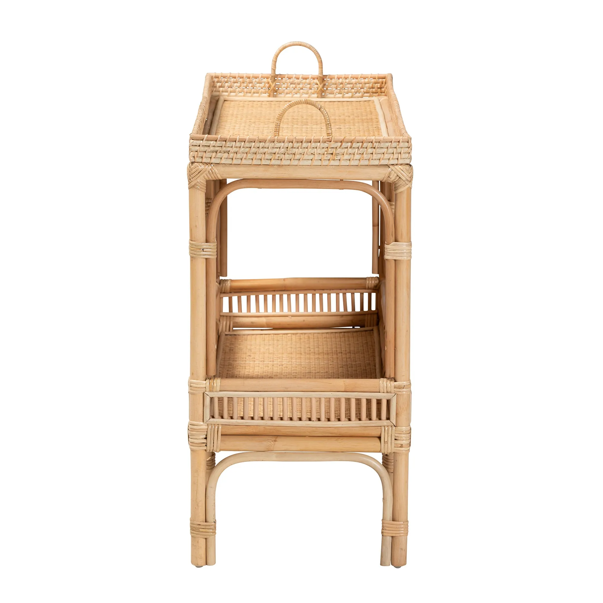 Baxton Studio bali & pari Lombok Modern Bohemian Natural Brown Rattan Console Table