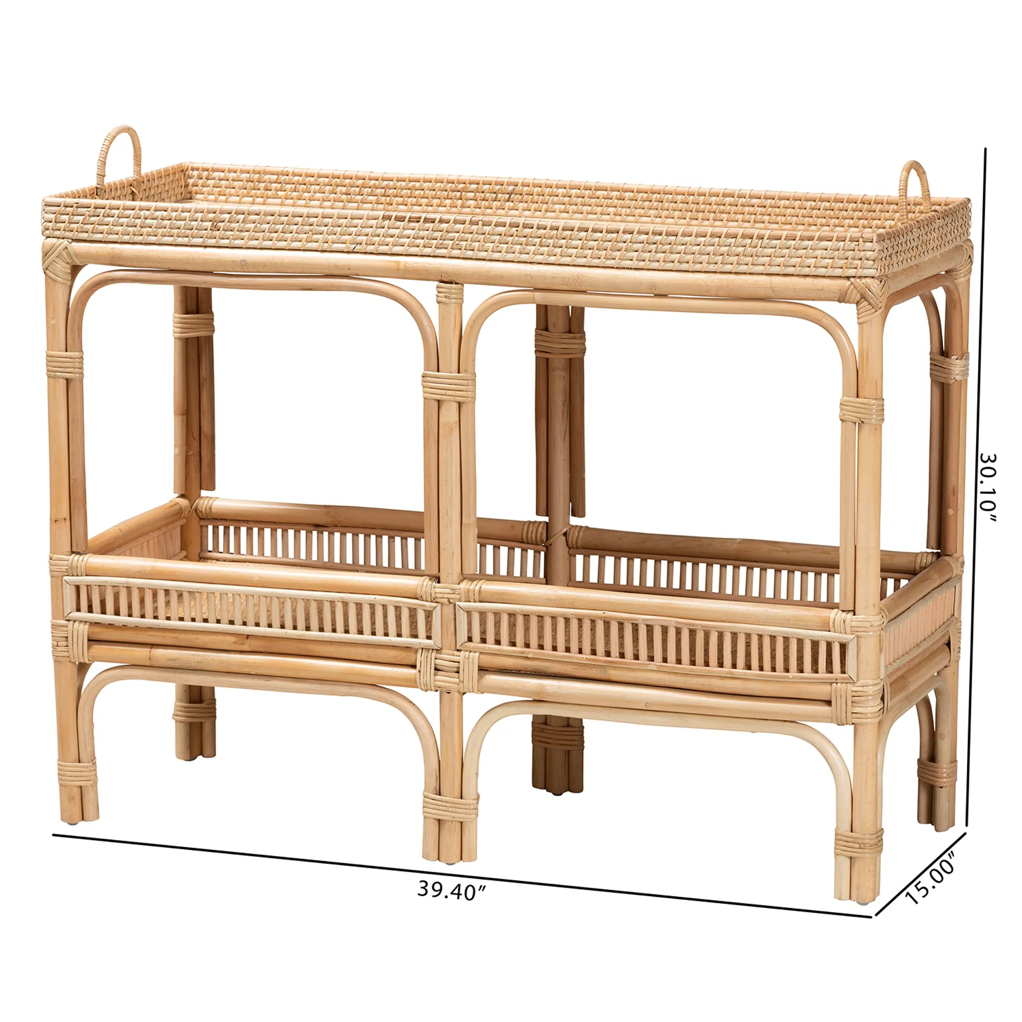 Baxton Studio bali & pari Lombok Modern Bohemian Natural Brown Rattan Console Table