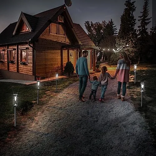BITPOTT Outdoor Solar Pathway Lights 6 Pack, Bright Warm White Solar Powered Garden Lights Outside, Long Lasting Solar Landscape Lights for Walkway Path Yard Lawn Patio Decor