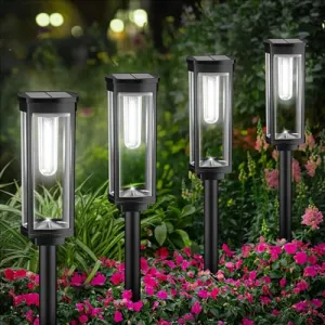 BITPOTT Outdoor Solar Pathway Lights 6 Pack, Bright Warm White Solar Powered Garden Lights Outside, Long Lasting Solar Landscape Lights for Walkway Path Yard Lawn Patio Decor