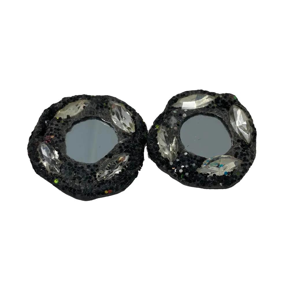 BLACK MIRROR CRYSTAL CLIP-ON EARRINGS