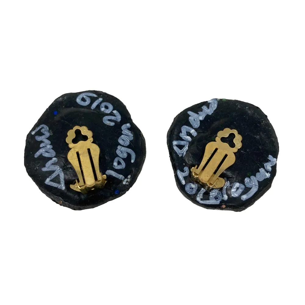 BLACK MIRROR CRYSTAL CLIP-ON EARRINGS