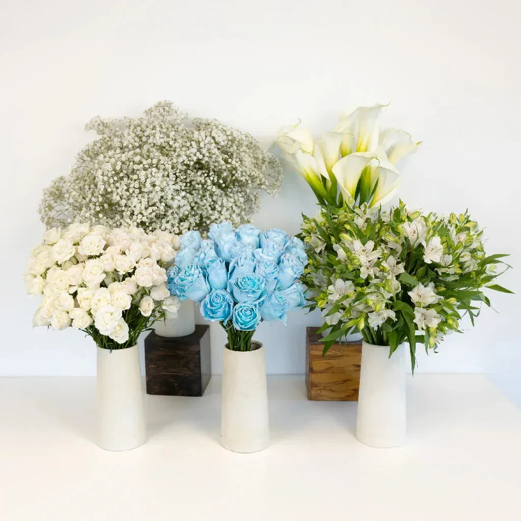 Blue Fuzzy Rose DIY Flower Kit