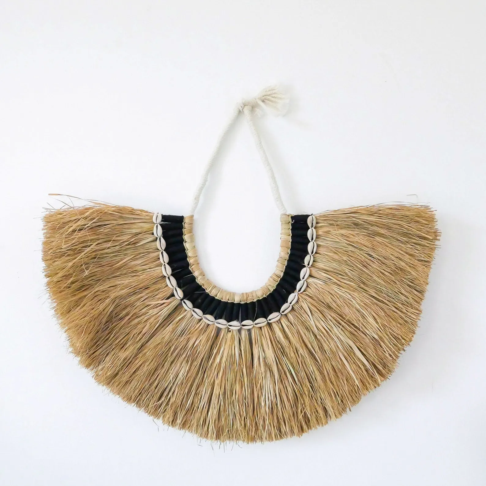 Boho Woven Raffia wall decor with sea shells