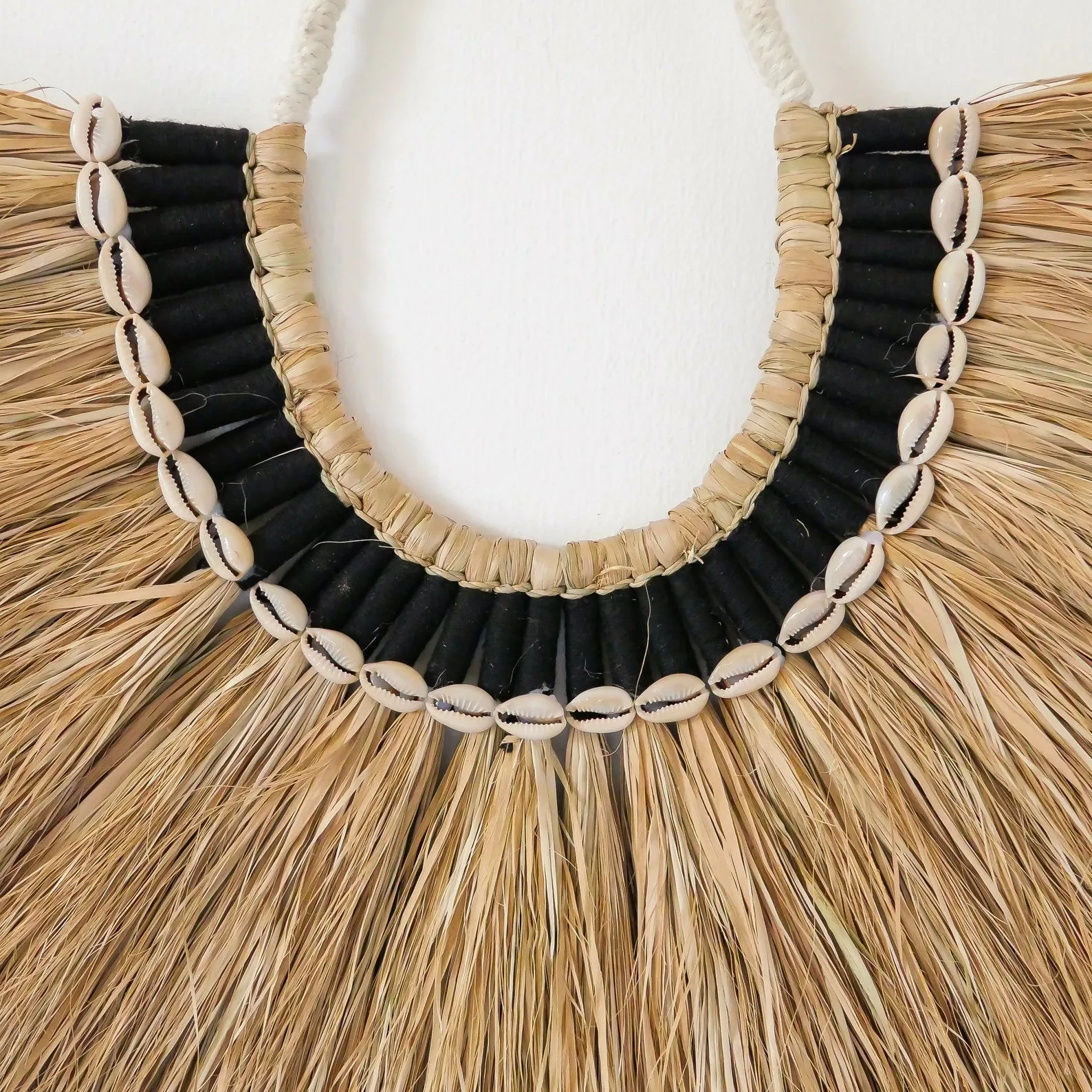 Boho Woven Raffia wall decor with sea shells