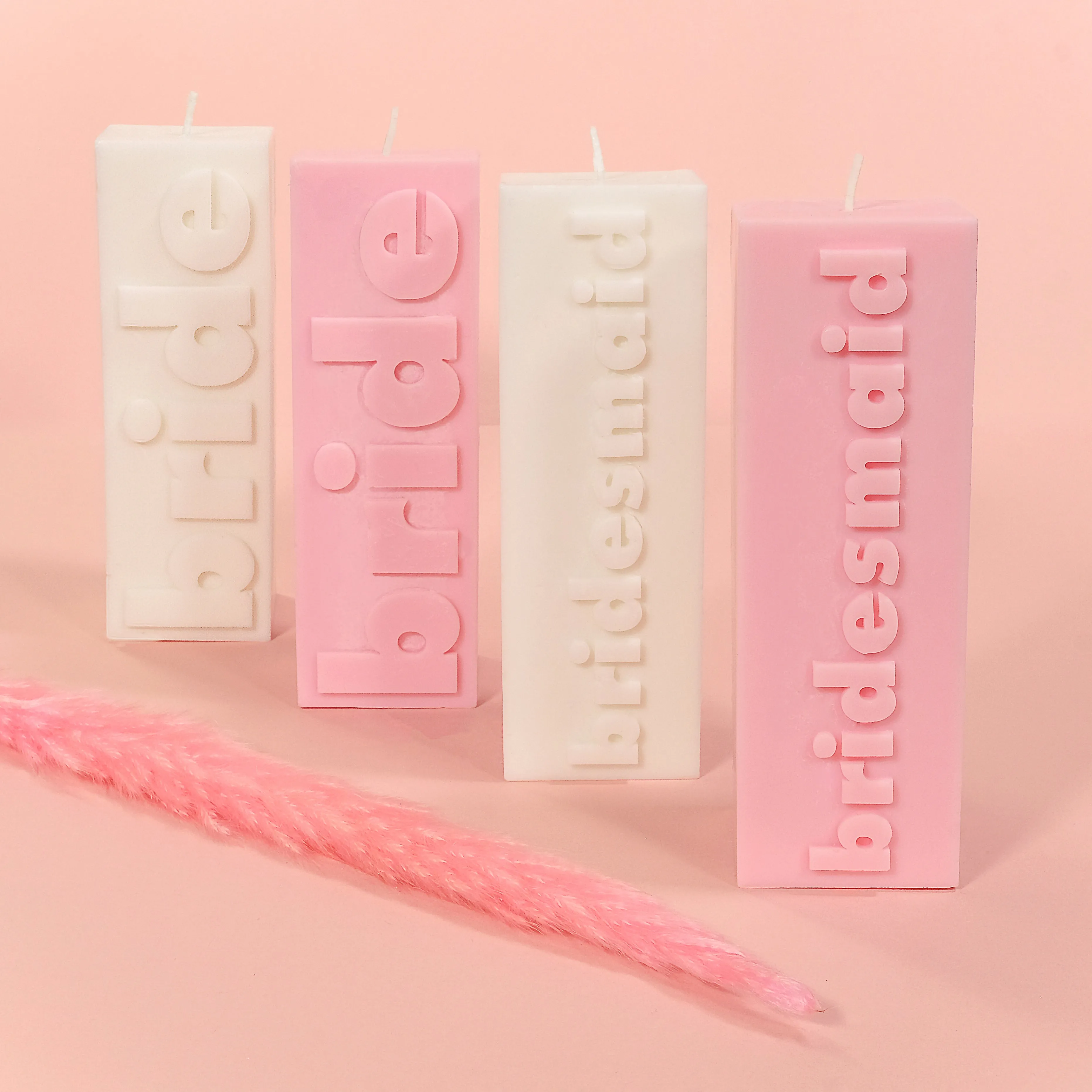BRIDE Slogan Block Pillar Candle