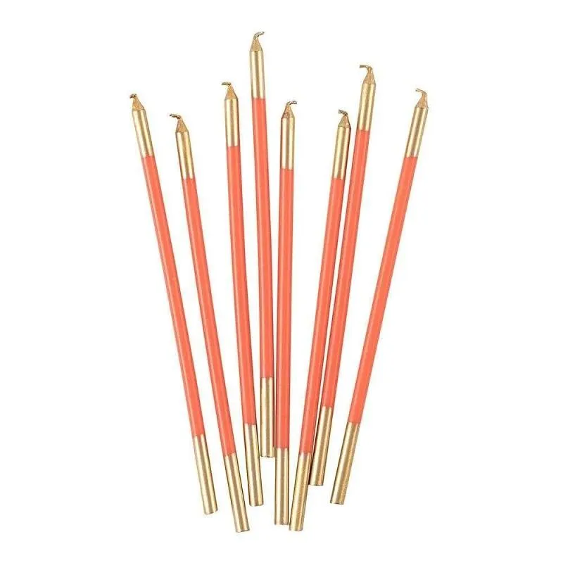 Caspari Slim Birthday Candles in Orange & Gold - 16 Candles Per Package