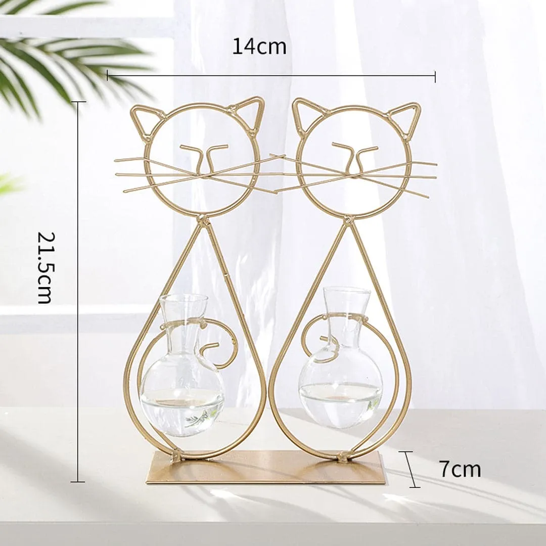 Cat Iron Art Deco Hydroponic Vase